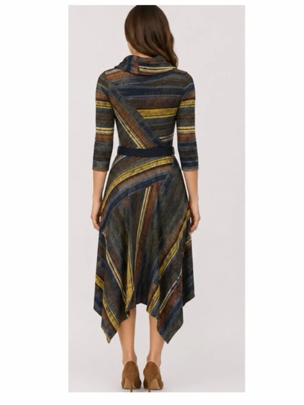 Danny &‎ Nicole Cowl Neck Asymmetrical Hem Striped Sweater Dress NWT
